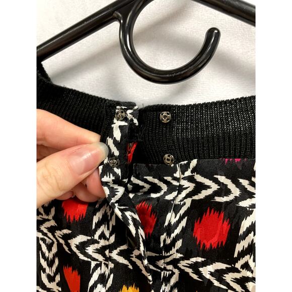 VINTAGE DOUGLASS Eclectic Art To Wear Crewneck Silk Top Black Multi Women's 12 - Picture 7 of 10
